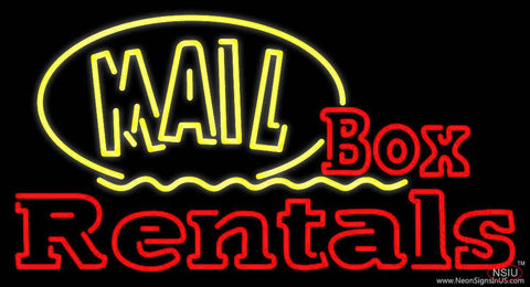 Yellow Mail Block Box Rentals Real Neon Glass Tube Neon Sign