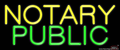 Yellow Notary Public Real Neon Glass Tube Neon Sign 