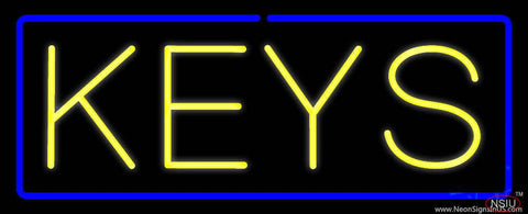 Yellow Keys Blue Border Real Neon Glass Tube Neon Sign 