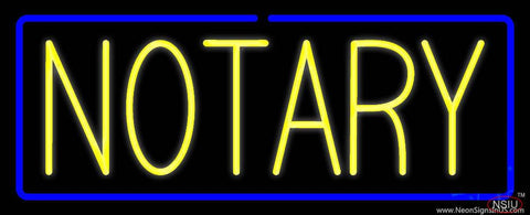 Yellow Notary Blue Border Real Neon Glass Tube Neon Sign