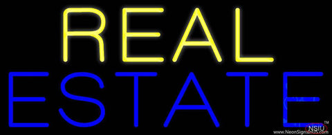 Yellow Blue Real Estate Real Neon Glass Tube Neon Sign 
