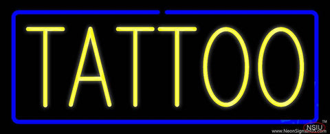 Yellow Tattoo Blue Border Real Neon Glass Tube Neon Sign 