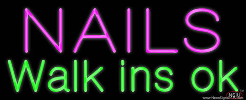 Nails Walk Ins OK Real Neon Glass Tube Neon Sign 