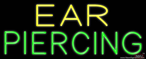 Yellow Green Ear Piercing Real Neon Glass Tube Neon Sign 