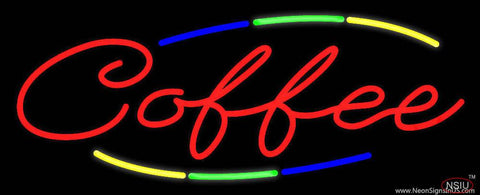 Deco Style Multi Colored Coffee Real Neon Glass Tube Neon Sign