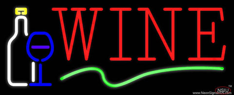 Wine With Wine Glass Real Neon Glass Tube Neon Sign 