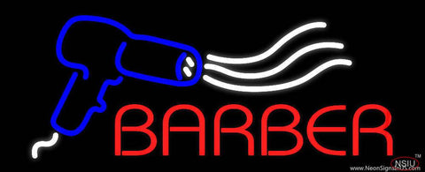 Barber with Dryer Logo Real Neon Glass Tube Neon Sign 