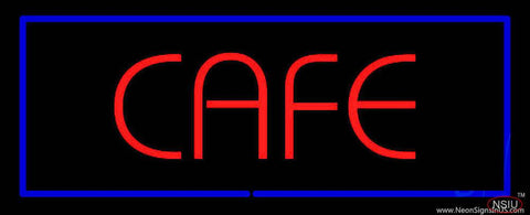 Red Cafe with Blue Border Real Neon Glass Tube Neon Sign 