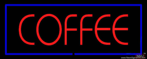 Red Coffee with Blue Border Real Neon Glass Tube Neon Sign 