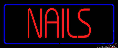 Red Nails Blue Border Real Neon Glass Tube Neon Sign