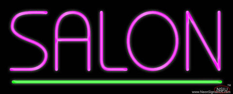 Pink Salon Green Line Real Neon Glass Tube Neon Sign 