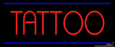Red Tattoo Blue Border Real Neon Glass Tube Neon Sign 