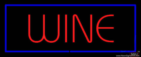 Wine Real Neon Glass Tube Neon Sign With Blue Border