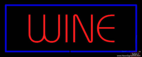 Wine Real Neon Glass Tube Neon Sign With Blue Border 