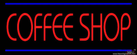Red Coffee Shop Blue Lines Real Neon Glass Tube Neon Sign