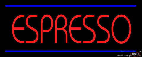 Red Espresso with Blue Lines Real Neon Glass Tube Neon Sign 