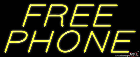 Yellow Free Phone Real Neon Glass Tube Neon Sign 