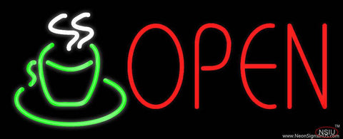 Open Coffee Cup Logo Real Neon Glass Tube Neon Sign