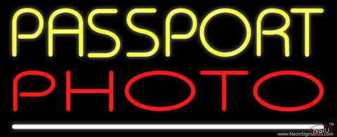 Yellow Passport Red Photo White Line Real Neon Glass Tube Neon Sign