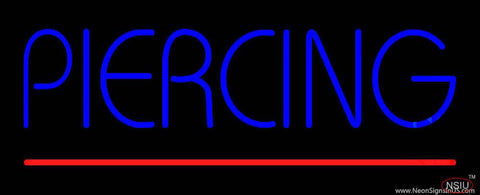 Blue Piercing Red Line Real Neon Glass Tube Neon Sign