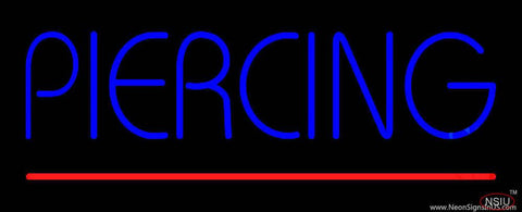 Blue Piercing Red Line Real Neon Glass Tube Neon Sign 