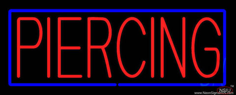 Red Piercing Blue Border Real Neon Glass Tube Neon Sign 
