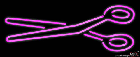 Pink Scissor Logo Real Neon Glass Tube Neon Sign