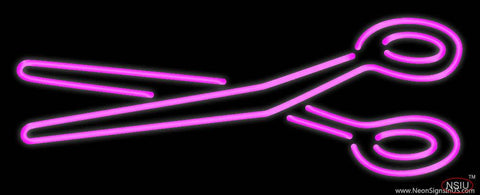 Pink Scissor Logo Real Neon Glass Tube Neon Sign 