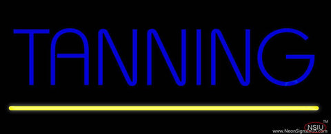 Blue Tanning Yellow Line Real Neon Glass Tube Neon Sign 