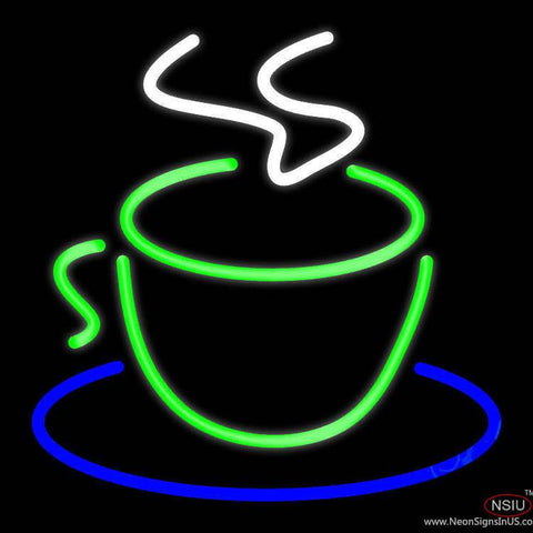 Green Coffee Cup Logo Real Neon Glass Tube Neon Sign