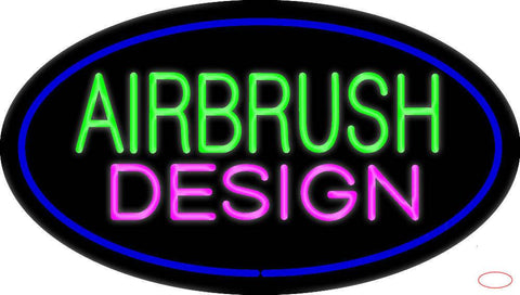 Green Airbrush Design Pink Oval Blue Real Neon Glass Tube Neon Sign