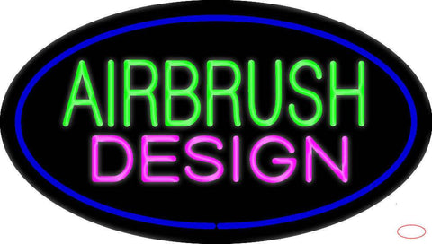 Green Airbrush Design Pink Oval Blue Real Neon Glass Tube Neon Sign 