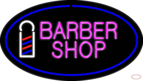 Pink Barber Shop Oval Logo Real Neon Glass Tube Neon Sign