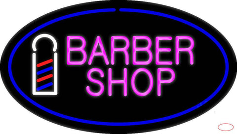 Pink Barber Shop Oval Logo Real Neon Glass Tube Neon Sign 