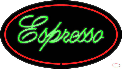 Green Espresso Oval Red Real Neon Glass Tube Neon Sign 