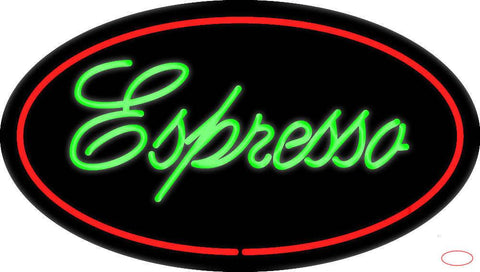 Green Espresso Oval Red Real Neon Glass Tube Neon Sign