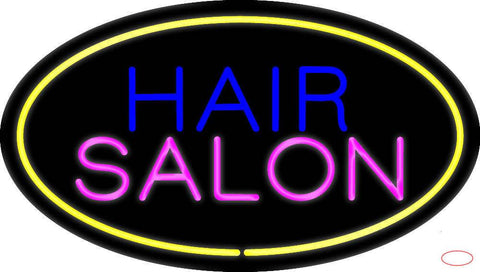 Hair Salon Oval Yellow Real Neon Glass Tube Neon Sign