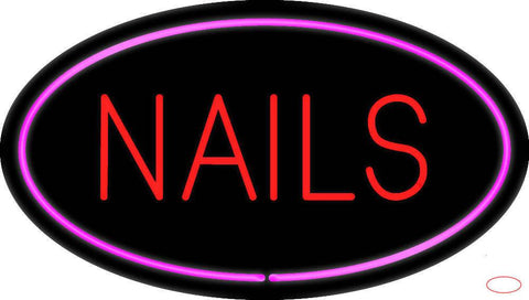 Red Nails Oval Pink Real Neon Glass Tube Neon Sign 