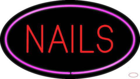 Red Nails Oval Pink Real Neon Glass Tube Neon Sign