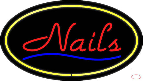 Red Nails Oval Yellow Real Neon Glass Tube Neon Sign