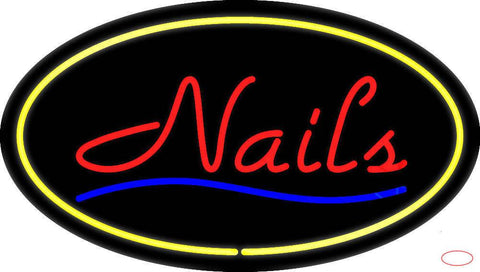 Red Nails Oval Yellow Real Neon Glass Tube Neon Sign 
