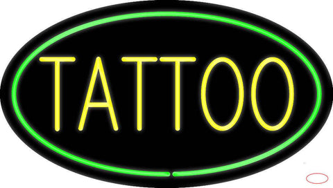 Tattoo Oval Green Real Neon Glass Tube Neon Sign