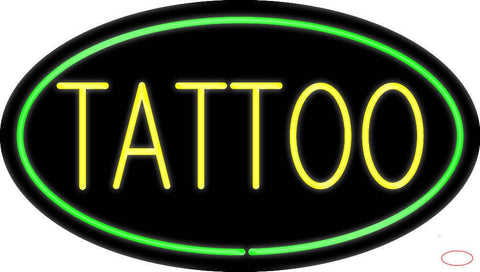 Tattoo Oval Green Real Neon Glass Tube Neon Sign 