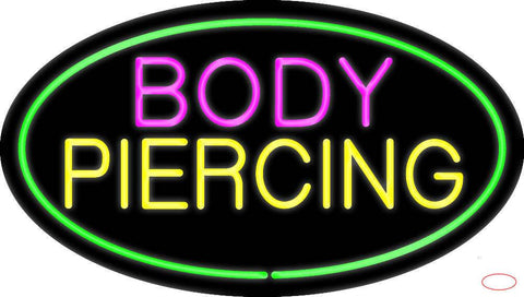 Oval Pink Body Green Piercing Real Neon Glass Tube Neon Sign 