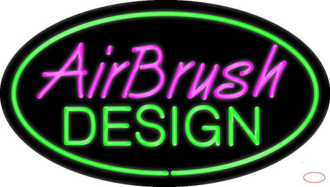 Airbrush Design Oval Green Real Neon Glass Tube Neon Sign 