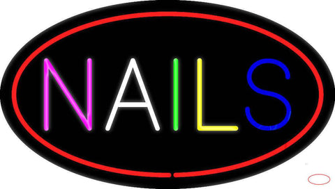 Multi Colored Nails Oval Red Real Neon Glass Tube Neon Sign