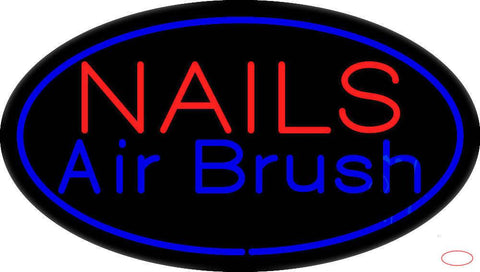 Nails Airbrush Oval Blue Real Neon Glass Tube Neon Sign