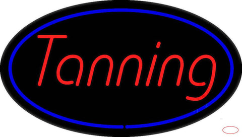 Tanning Oval Blue Border Real Neon Glass Tube Neon Sign 
