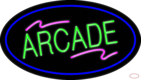 Arcade Oval Blue Real Neon Glass Tube Neon Sign