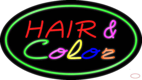 Hair and Color Oval Green Real Neon Glass Tube Neon Sign 